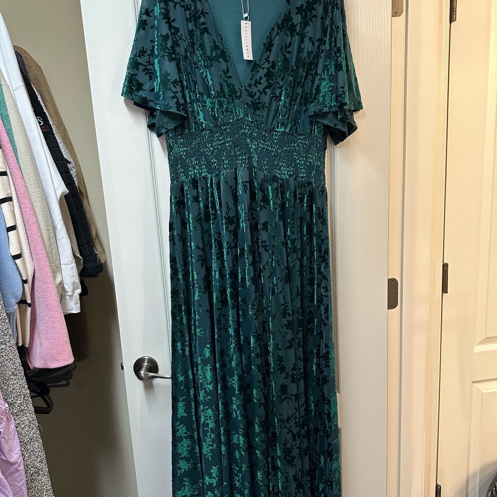 Baltic Born Green Flutter Sleeve Maxi Dress